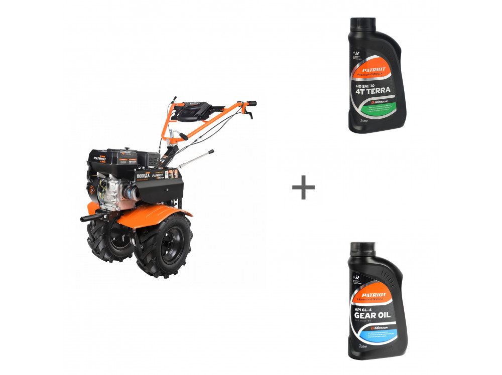 Мотоблок бензиновый Patriot Победа X-Drive + масло G-Motion HD SAE 30 Terra + масло G-Motion Gear 80W-85 в подарок Мотоблок бензиновый Patriot Победа X-Drive + масло G-Motion HD SAE 30 Terra + масло G-Motion Gear 80W-85 в подарок