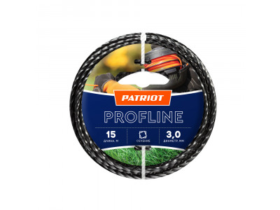 Леска Profline D 3,0 мм L 15 м (скрученный квадрат, черная) Patriot
