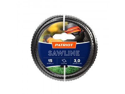 Леска Sawline D 3,0 мм L 15 м (квадрат, пилообразный профиль, черная) Patriot