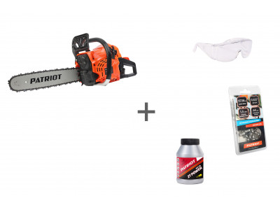 Пила цепная бензиновая Patriot PT 452 + цепь + очки + масло в подарок!