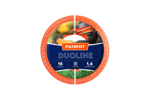 Леска Duoline D 1,6 мм L 15 м (скрученный квадрат, двухцветная) Patriot