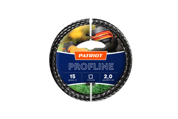 Леска Profline D 2,0 мм L 15 м (скрученный квадрат, черная) Patriot